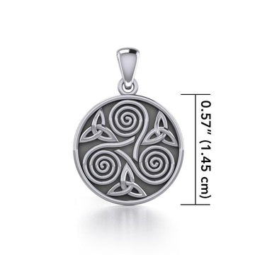 Celtic Three Single Spirals Triquetra Silver Pendant TP346 - Jewelry